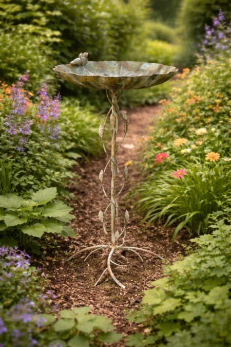 Vogeldrinkbak op poot/blaadjes