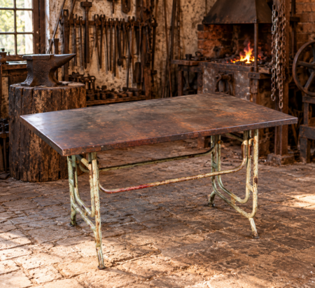 Oude industriële tafel-inklapbaar